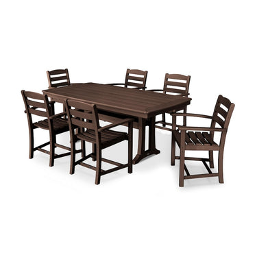 POLYWOOD La Casa Cafe 7 Piece Arm Chair Dining Set - Mahogany